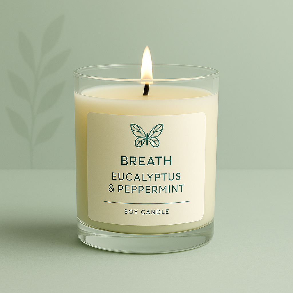 Energy Eucalyptus & Peppermint Candle Invigorating Clarity & Freshness relaxing home decor candle