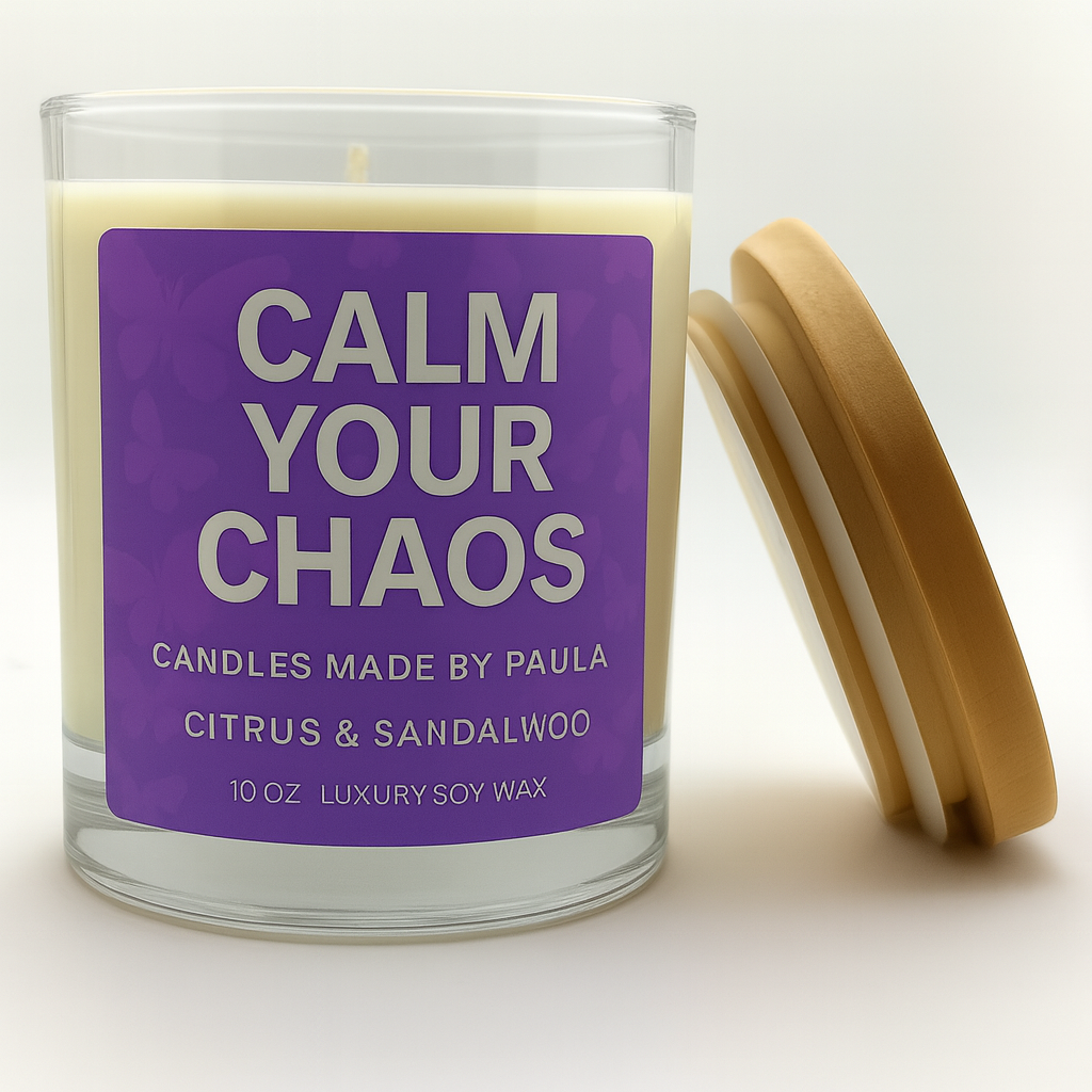 Citrus & Sandalwood candle with bright citrus and smooth sandalwood for calm and focus