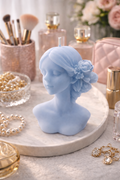 Timeless Beauty Candle handcrafted soy wax sculptural female bust candle with braided hair and rose details