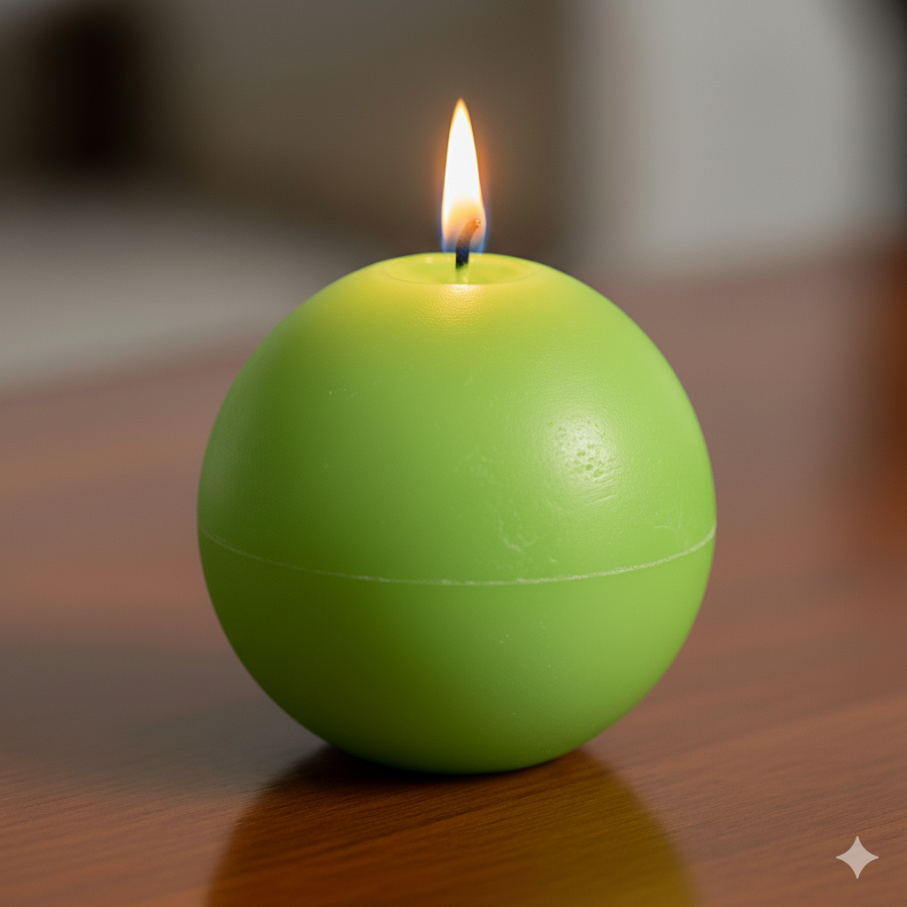 Handcrafted ball candle 2.5-inch premium soy wax sphere with eco-friendly burn and wellness colors