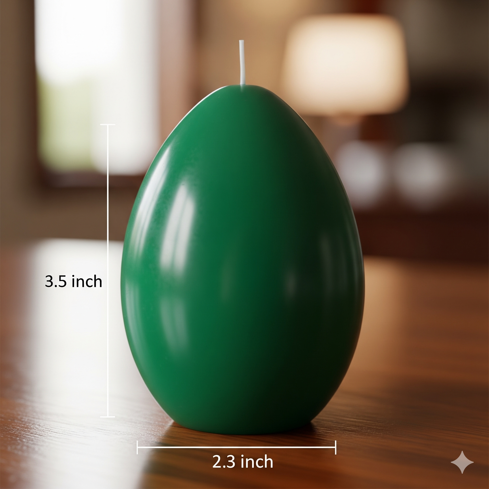 Large egg shaped candle made from premium soy wax with 20-40 hour burn time in purple, white, and green colors