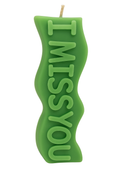 Green I Miss You Candle with calming eucalyptus scent for reflection and remembrance