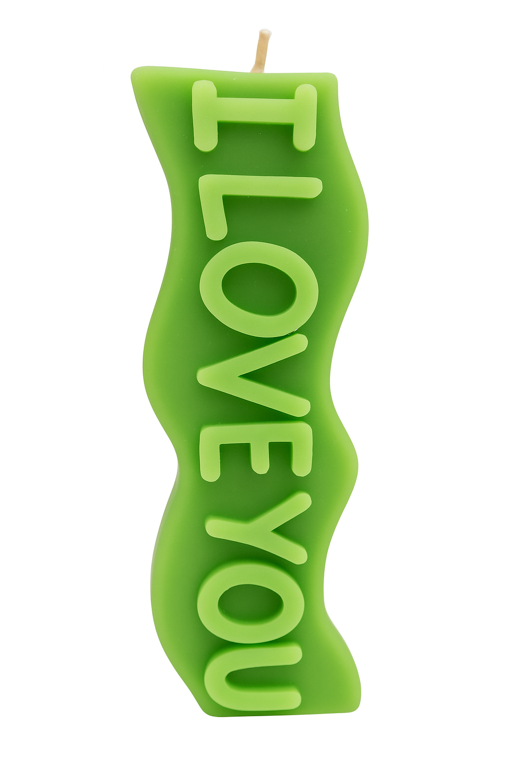 Green I Love You Candle with eucalyptus scent and bold love message for romantic gift and décor