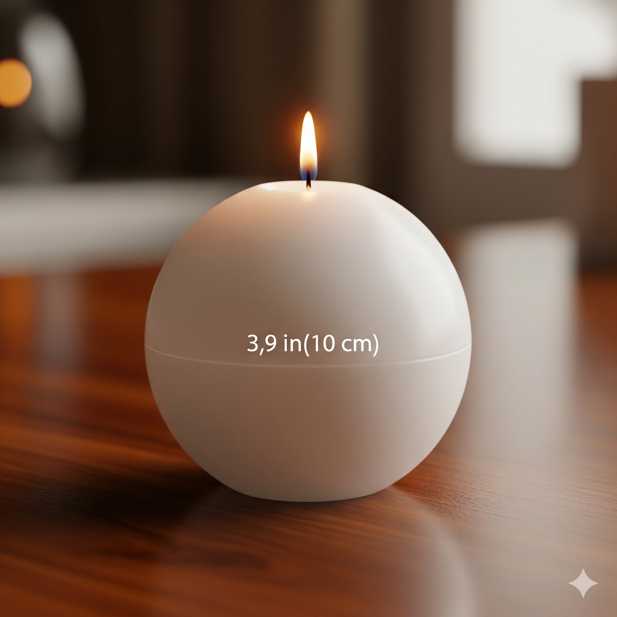 Large Ball Candle 3.9-inch hand-poured soy wax sphere glowing softly in elegant home décor