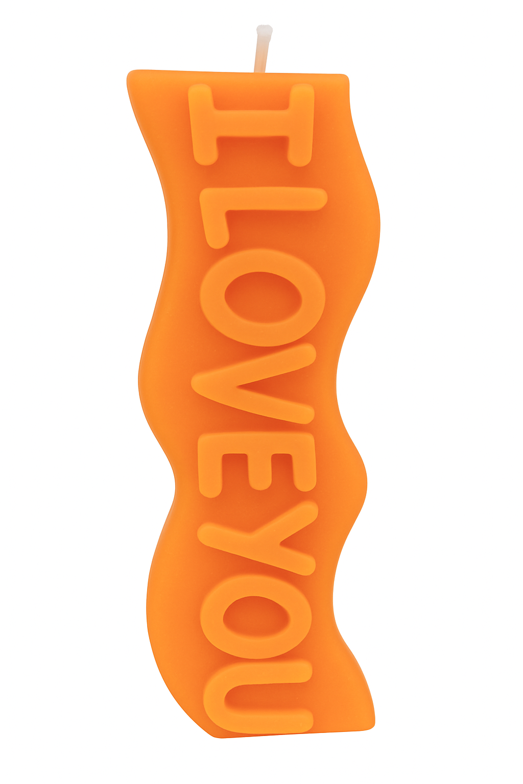 Orange I Love You Candle with energizing citrus and sandalwood fragrance, hand-poured soy wax, and bold "I LOVE YOU" message