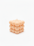 Peach Bubble Cube Candle in pastel peach with modern geometric bubble design and soy wax finish