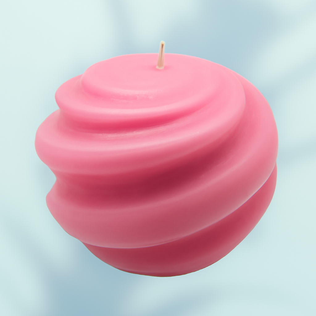 Hand-poured Pink Swirl Candle with elegant pink swirl design and floral fragrance for romantic ambiance
