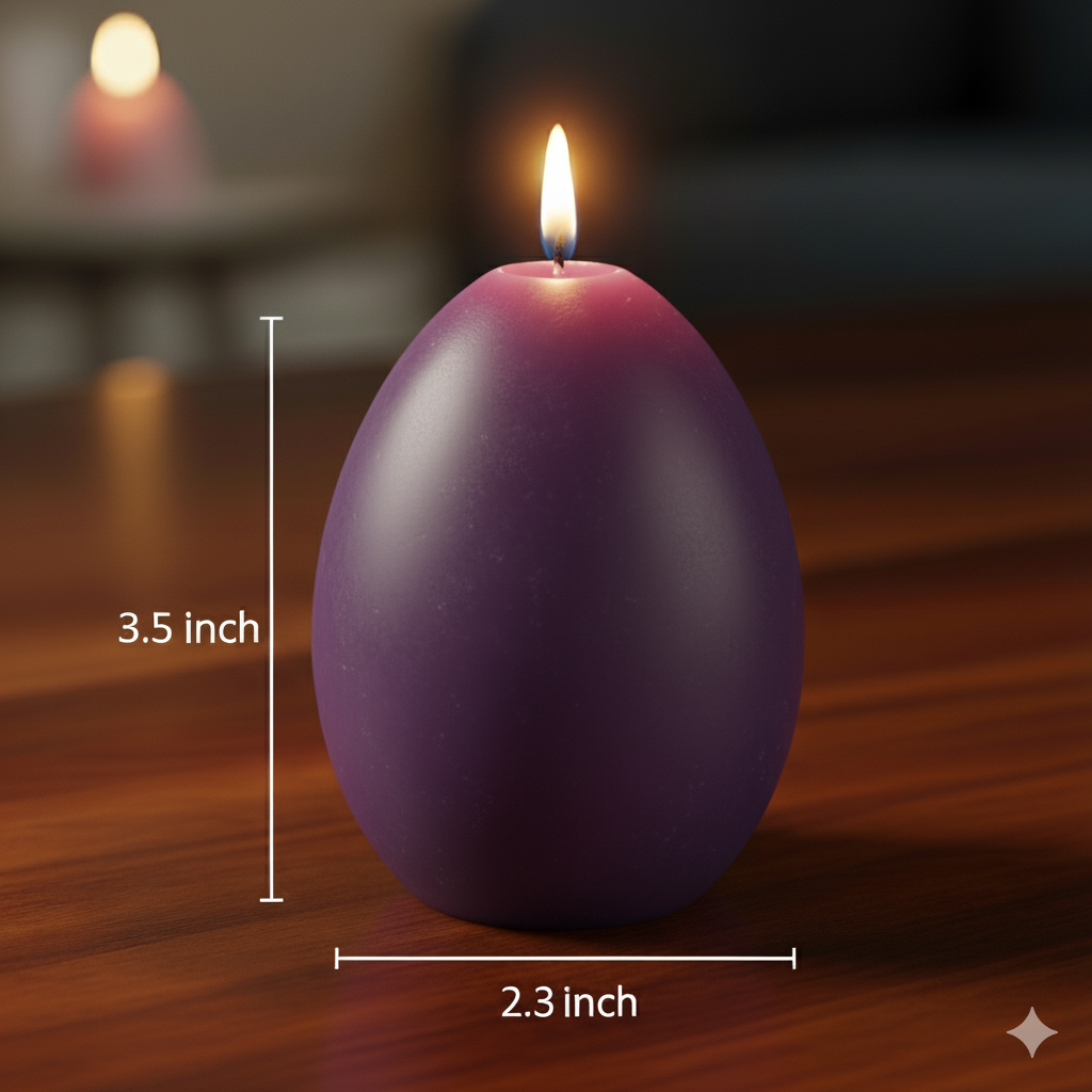 Large egg shaped candle made from premium soy wax with a 20-40 hour burn time
