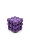 Modern Bubble Cube Candle with raised bubbles, premium soy wax, in calming purple, white, and green colors, available in lavender vanilla, rose, lemon, and unscented scents