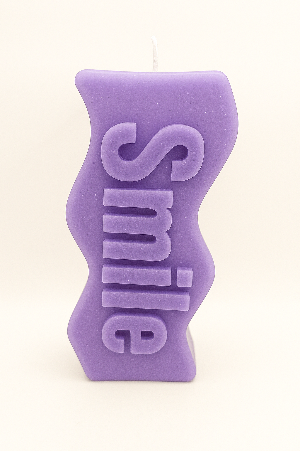 Purple Smile Candle with smile message in lavender and vanilla scent, hand-poured soy wax, cozy home decor