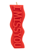 Red I Miss You Candle with heartfelt message and peppermint scent in vibrant red design