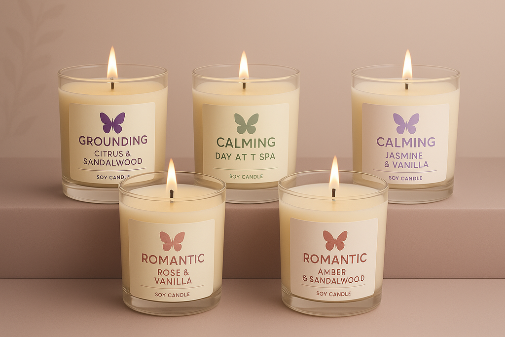 Self-Care Bundle Box with journal, affirmation card, bath bombs, candle, and tea for relaxation and mindfulness