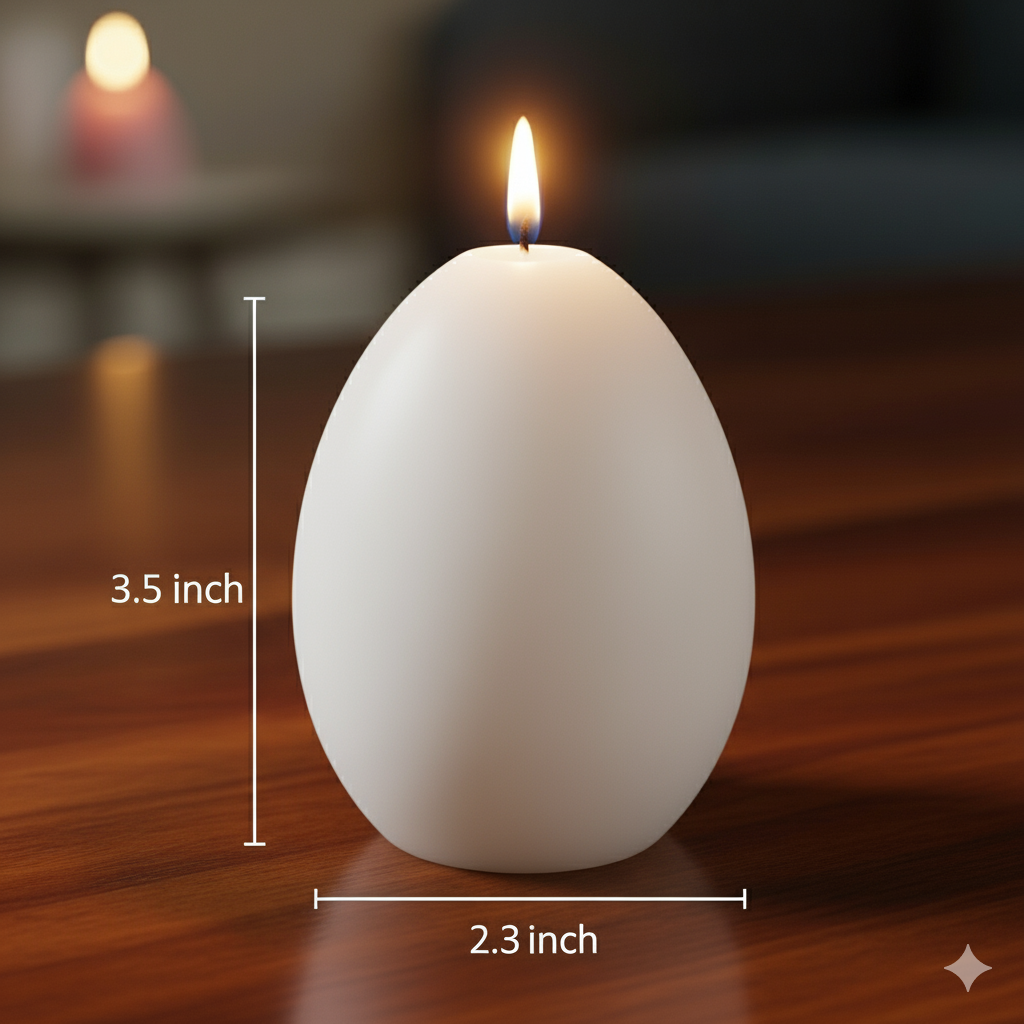 Large egg shaped soy wax candle with long burn time and wellness scents